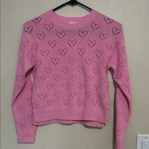 Cat & Jack Pink Heart Knit Sweater